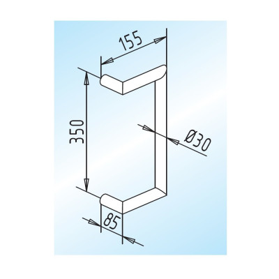 Türgriff, abgewinkelte Form, eckig, 350 mm Achsabstand, als Paar aus Edelstahl