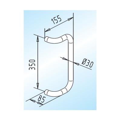 Türgriff, gekröpfte Form, 350 mm Achsabstand, als Paar