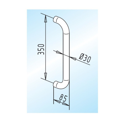 Türgriff, gerade Form, rund, 350 mm Achsabstand, als Paar