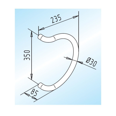 Türgriff in Halbkreis-Form, 350 mm Achsabstand, als Paar