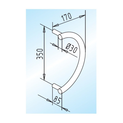 Türgriff, Halbkreis-Form, 350 mm Achsabstand, als Paar